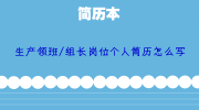 生产领班/组长岗位个人简历怎么写