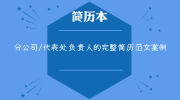 分公司/代表处负责人的完整简历范文案例