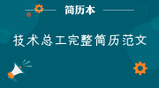 技术总工完整简历范文