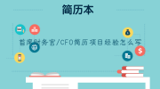 首席财务官/CFO简历项目经验怎么写