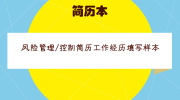 风险管理/控制简历工作经历填写样本