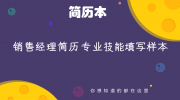 销售经理简历专业技能填写样本