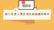 部门负责人简历项目经验填写样本