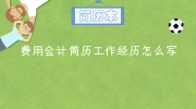 费用会计简历工作经历怎么写