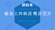 组长工作经历简历范文