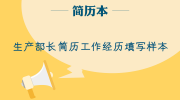 生产部长简历工作经历填写样本