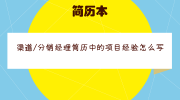 渠道/分销经理简历中的项目经验怎么写