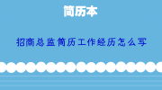 招商总监简历工作经历怎么写