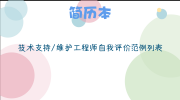 技术支持/维护工程师自我评价范例列表