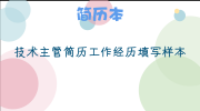 技术主管简历工作经历填写样本