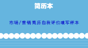 市场/营销简历自我评价填写样本