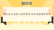 售后技术支持工程师简历项目经验填写样本