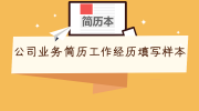 公司业务简历工作经历填写样本