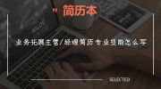 业务拓展主管/经理简历专业技能怎么写