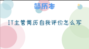 IT主管简历自我评价怎么写