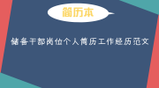 储备干部岗位个人简历工作经历范文
