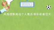 风险控制岗位个人简历项目经验范文