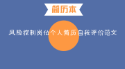 风险控制岗位个人简历自我评价范文