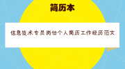 信息技术专员岗位个人简历工作经历范文