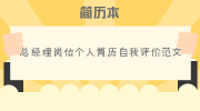 总经理岗位个人简历自我评价范文