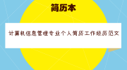 计算机信息管理专业个人简历工作经历范文