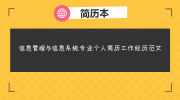 信息管理与信息系统专业个人简历工作经历范文