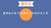 首席执行官/CEO简历工作经历怎么写
