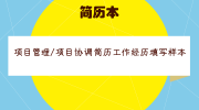 项目管理/项目协调简历工作经历填写样本