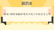 韩语/朝鲜语翻译简历中的工作经历怎么写