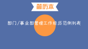 部门/事业部管理工作经历范例列表