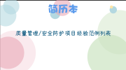 质量管理/安全防护项目经验范例列表