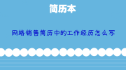 网络销售简历中的工作经历怎么写