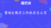 管培生简历工作经历怎么写