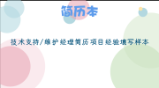 技术支持/维护经理简历项目经验填写样本