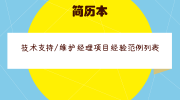 技术支持/维护经理项目经验范例列表