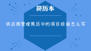供应商管理简历中的项目经验怎么写