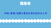 市场/营销/拓展主管岗位项目经历怎么写