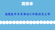 信息技术专员岗位工作经历怎么写