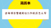 咨询项目管理岗位工作经历怎么写