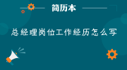 总经理岗位工作经历怎么写