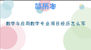 数学与应用数学专业项目经历怎么写