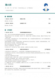 生产领班/组长免费简历模板下载word格式