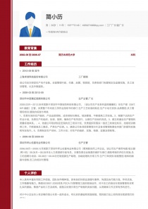 工厂厂长/副厂长个人简历模板下载word格式